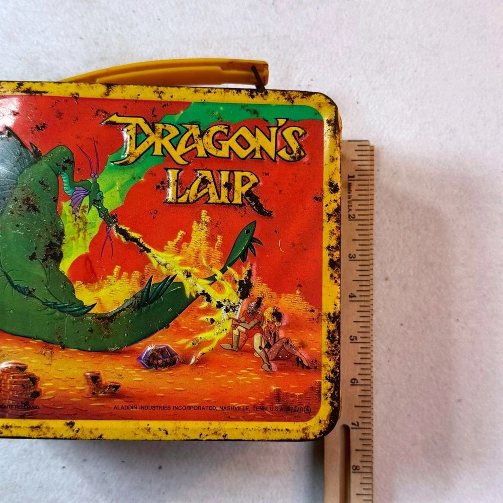 Vintage 1983 Dragon's Lair Aladdin Metal Lunch Box Don Bluth Arcade Game Retro